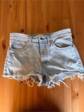 Madewell Light Blue Distressed Denim Cutoff Shorts
